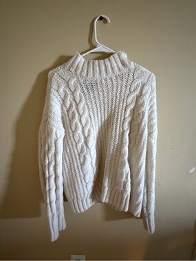 Scoop NYC Cream Cable-Knit Funnel Neck Sweater
